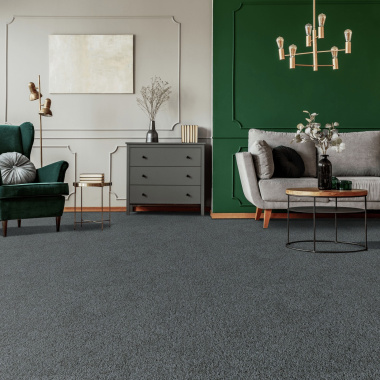 Moquette salon Lumicolor gris carbone - salon gris et vert