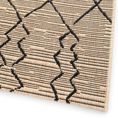 Bordure du tapis Scandinave marron et noir, finition soignée et tissage serré