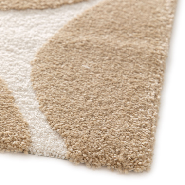 Finition du tapis de salon en relief - Flower Power - Motif fleurs marron clair