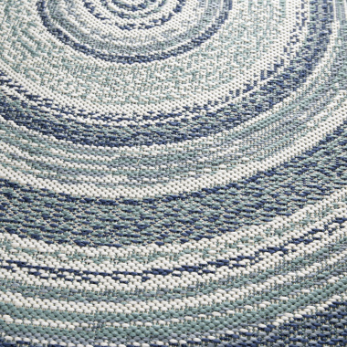 Tapis rond d'extérieur ou d'intérieur - Céleste - Bleu et vert - vue de près