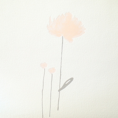 Papier peint expansé sur intissé - Basique - Motif floral rose tendre et gris - gros plan