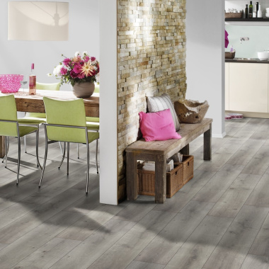 Parquet flottant Stratifié - Chêne Gris Flanelle - Cuisine ouverte