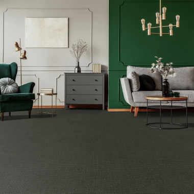 Moquette Tissé Plat - Natté Sumatra - Noir - Salon