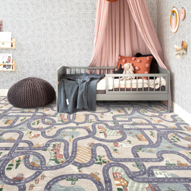 Moquette de jeu enfant circuit de voiture campagne - chambre enfant