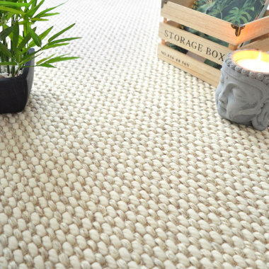 Tapis sur mesure Laine et Sisal Albury grosses boucles blanc crme