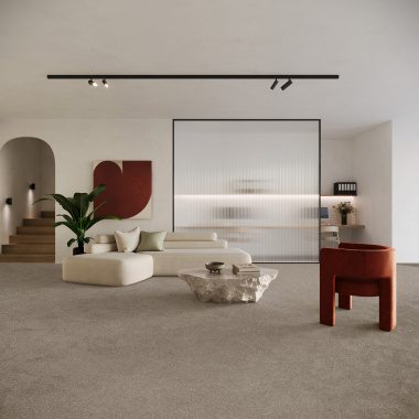 Grand tapis sur mesure Re-cycle marron en polyester recyclé, doux, durable et tendance