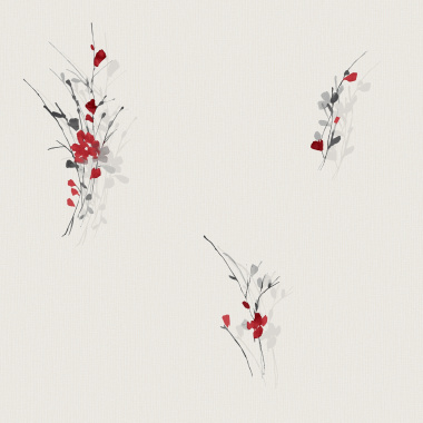 Papier peint vinyle expansé sur intissé - Aquarelle - Fleurs rouges - Sans perspective