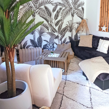 Tapis motif berbère - Rituel - Noir et écru - salon