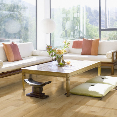 Sol PVC Best - Imitation parquet Hêtre Brun Clair - Ambiance salon