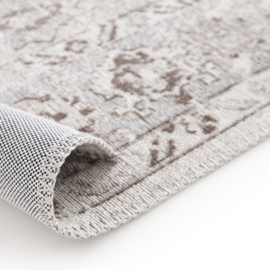 Tapis à motif oriental en tissus chenille recyclé - Yanis - Gris et brun - envers