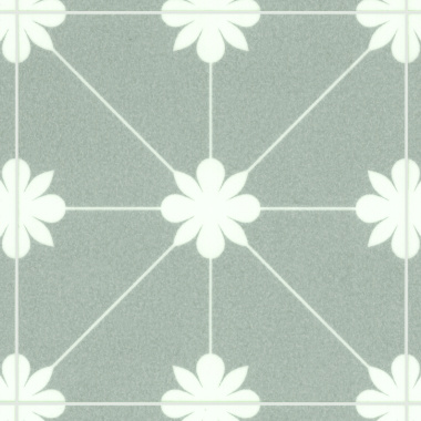 Aspect carreaux de ciment revisité sur vinyle à envers textile Élite Lexington Bloom vert sauge