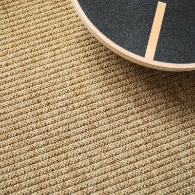 Tapis sur mesure Tissé plat aspect coton - Pilates - Beige naturel - gros plan