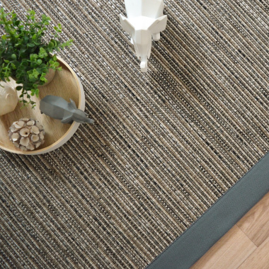 Tapis tissé plat Bornéo silver ganse coton vert de gris - Vue de haut