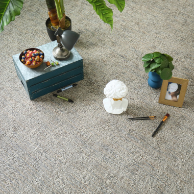 Moquette Tissé plat Jambi nuances gris perle - vue de loin