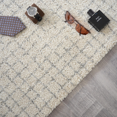 Tapis Nomadic Crème - Quadrillage - Tranche vue de haut