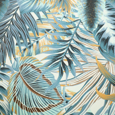 Papier peint vinyle sur intissé - Néo Jungle - Feuilles exotiques bleues - vue de près