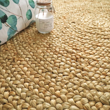 Tapis naturel rond Boho en Jute - gros plan