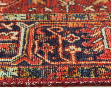 Tapis doux à motif oriental - Mina - Rouge - vue de près