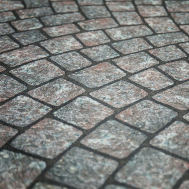 Moquette Stand imprimée Pavés à la Parisienne avec texture pierre détaillée