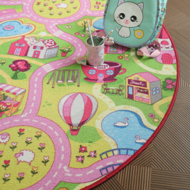 Tapis rond de jeu enfant circuit de voiture shopping - chambre enfant
