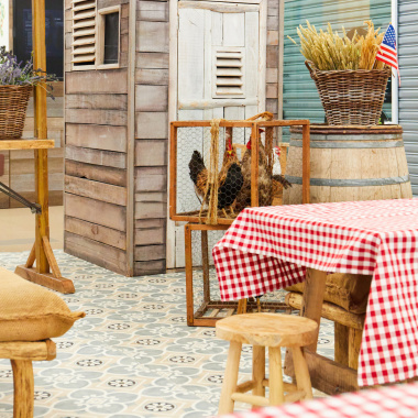 Sol Vinyle Style Carreaux de ciment Florence - Beige - salon