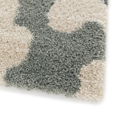 Tapis motif floral maximaliste - Apolline - Gris bleuté - coin