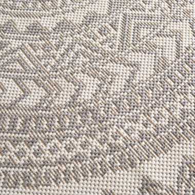 Tapis rond d'intérieur ou d'extérieur - Mandala - Gris - gros plan