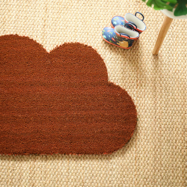 Paillasson coco Nuage rouille en fibres naturelles, exclusivité Decoweb, rendu décoratif au sol