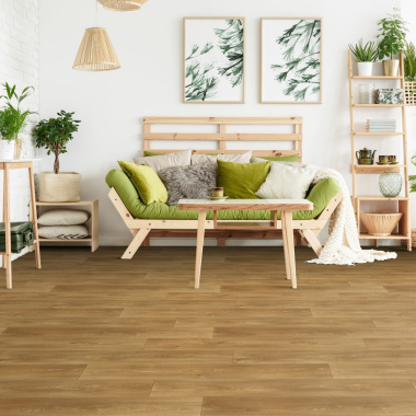 Sol Vinyle Textile Black Edition - Aspect parquet chêne naturel - Ambiance salon