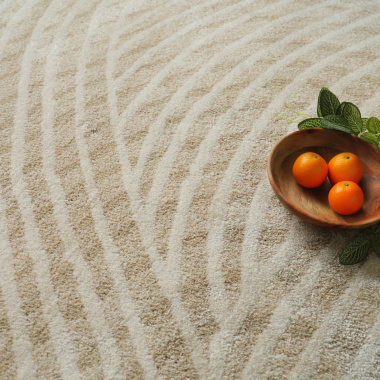 Tapis de salon ou chambre Méditation beige nude - vue de près