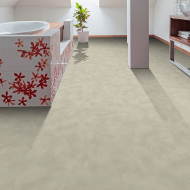 Sol Vinyle textile Rénove - Envers gris - Béton lissé gris centaure - salle de bain