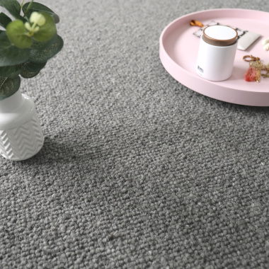 Tapis pure laine Latoon gris foncé - Ganse coton écru - matière