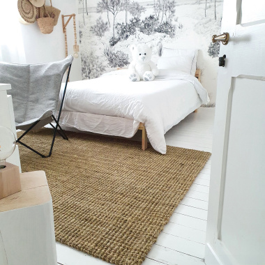 Tapis naturel Bohème en Jute - chambre
