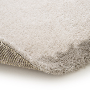 Tapis rond en matière douce recyclée - Creamy - Beige et crème - envers