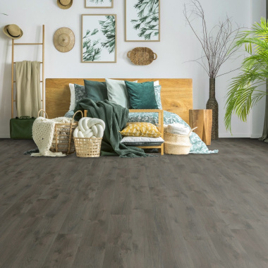 Parquet vinyle rigide Ultime - Pose clipsable - Chêne brun foncé - chambre