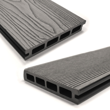 Lame terrasse en bois composite 2 côtés - Gris - vue de près