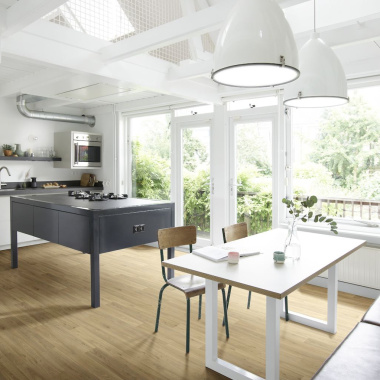 Sol Vinyle Textile Black Edition - Aspect parquet chêne clair - Salle à manger