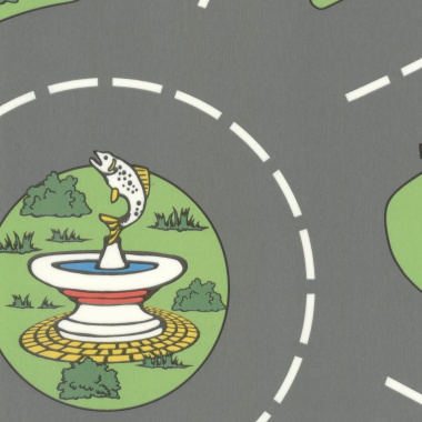 Sol Vinyle Style - Chambre enfants - Circuit de voiture City - gros plan