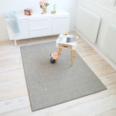 Tapis en laine et polyester - Tricot - Gris clair - salon