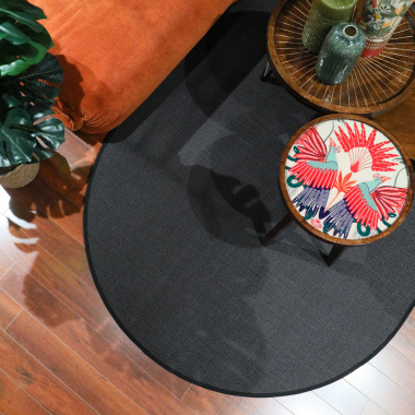 Tapis ovale naturel - Sisal Yucatan - Gris foncé - vue du dessus