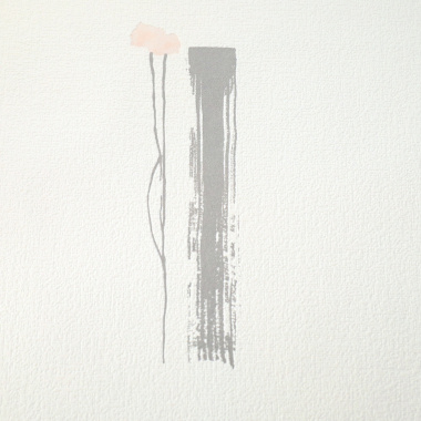 Papier peint expansé sur intissé - Basique - Motif floral rose tendre et gris - gros plan