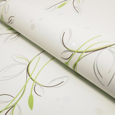 Papier peint vinyle expansé sur intissé - Basique - Motif floral vert pois satiné - Rouleau
