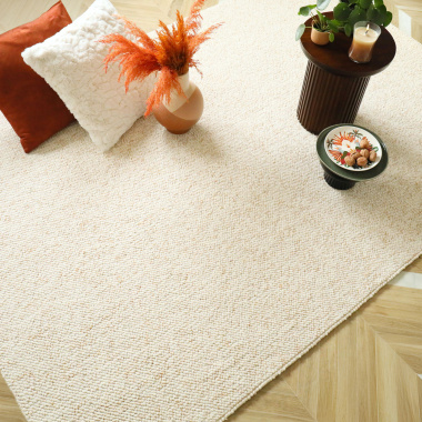 Tapis de salon ou chambre Bouclette crème fouettée - vue de loin