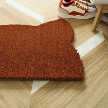 Paillasson Coco - Chat Miaou - Rouille en forme décorative, fibres naturelles de coco, usage intérieur ou extérieur sous abri