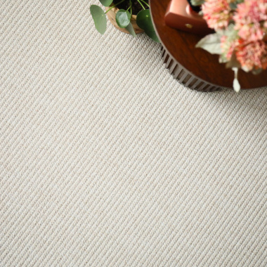 Moquette Tissé plat aspect coton - Pilates - Blanc fleur de coton - vue du dessus