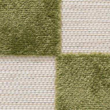 Tapis intérieur et extérieur motif damier - Marius - Vert pistache - gros plan