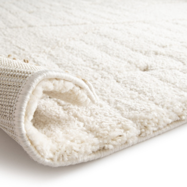 Tapis de salon graphique en relief - Ilyes - Blanc crème - envers