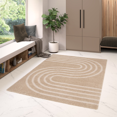Tapis doux en matière recyclée - Soft Line - Beige - chambre
