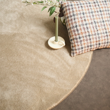 Tapis rond Hypnose beige nude Galon tabac - salon