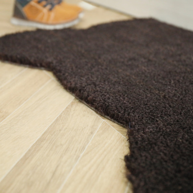 Profil du paillasson Chat Miaou brun en fibres de coco naturelles